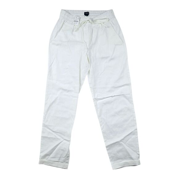 J. Crew Factory -164 Linen-cotton blend drawstring pant white Women's 00 - Picture 4 of 10